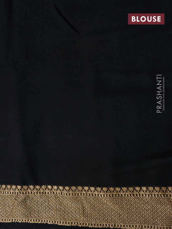 Pure banarasi georgette silk saree deep purple and maroon black with allover thread & zari woven butta weaves and long rich woven border