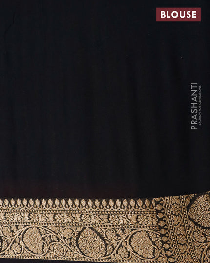 Pure banarasi georgette silk saree deep maroon and black with allover thread & zari weaves and woven border