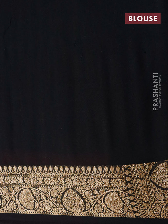Pure banarasi georgette silk saree deep maroon and black with allover thread & zari weaves and woven border