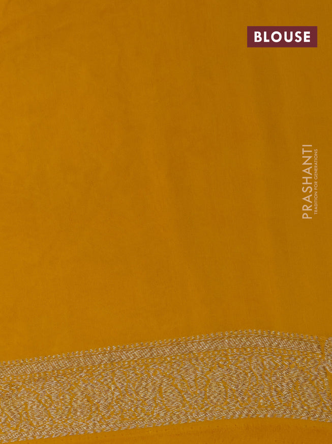 Pure banarasi georgette silk saree red and mustard yellow with allover thread & zari weaves and woven border