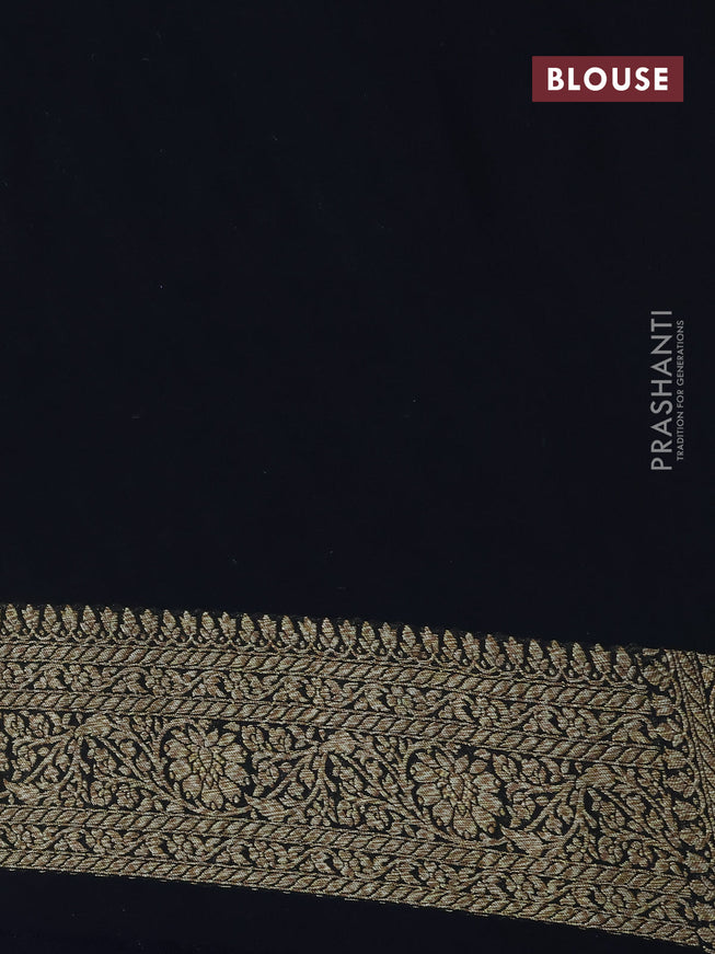 Pure banarasi crepe silk saree navy blue and black with allover thread & zari weaves and woven border