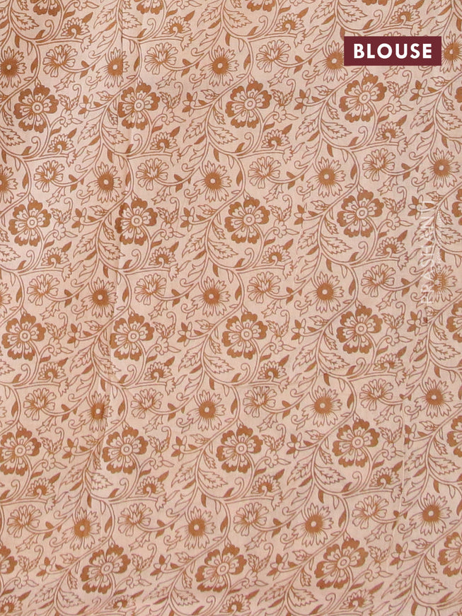 Kalamkari cotton saree dark mustard and beige with allover prints and printed border