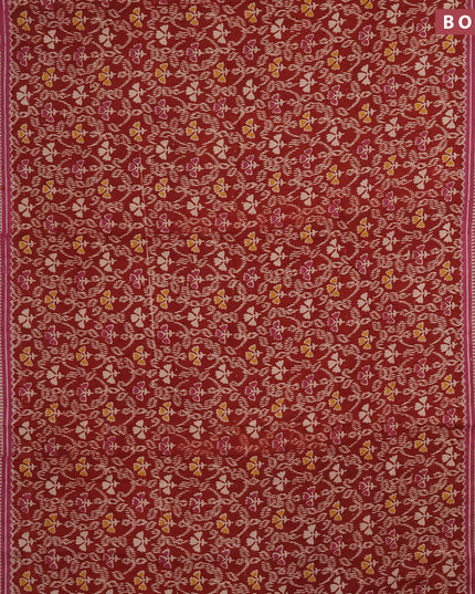 Kalamkari cotton saree maroon and pink with allover prints and printed border