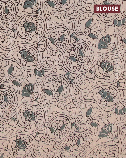 Kalamkari cotton saree brown and grey with allover prints and printed border
