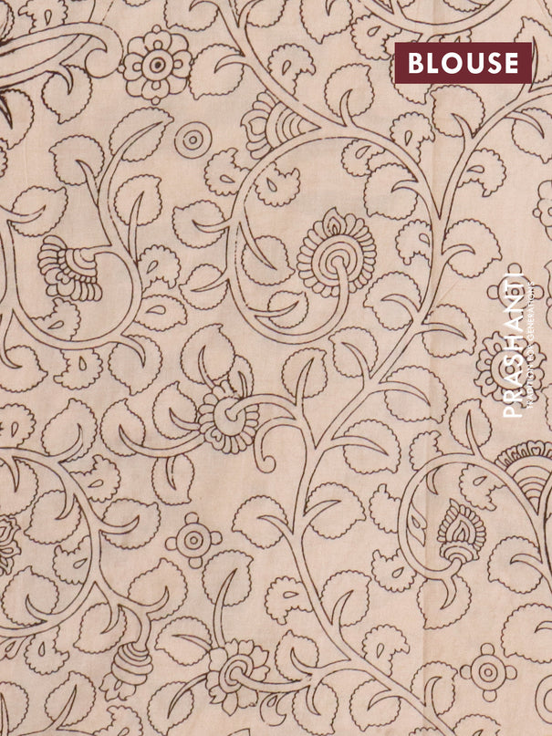 Kalamkari cotton saree beige and black with allover zig zag prints and printed border