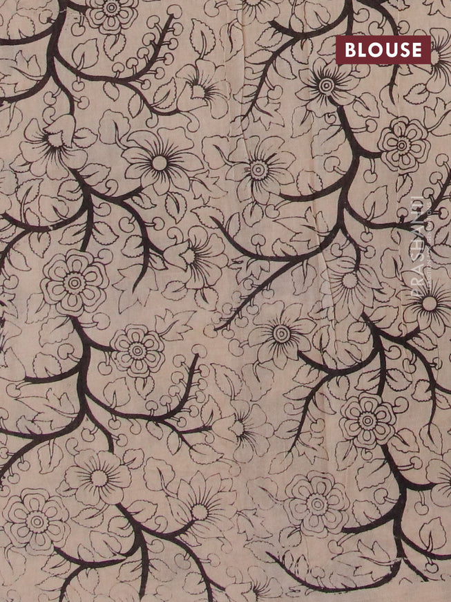 Kalamkari cotton saree beige and black with allover geometric prints and printed border