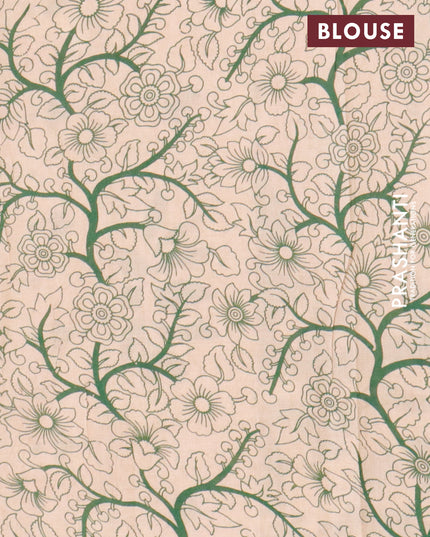 Kalamkari cotton saree beige and green with allover geometric prints and printed border