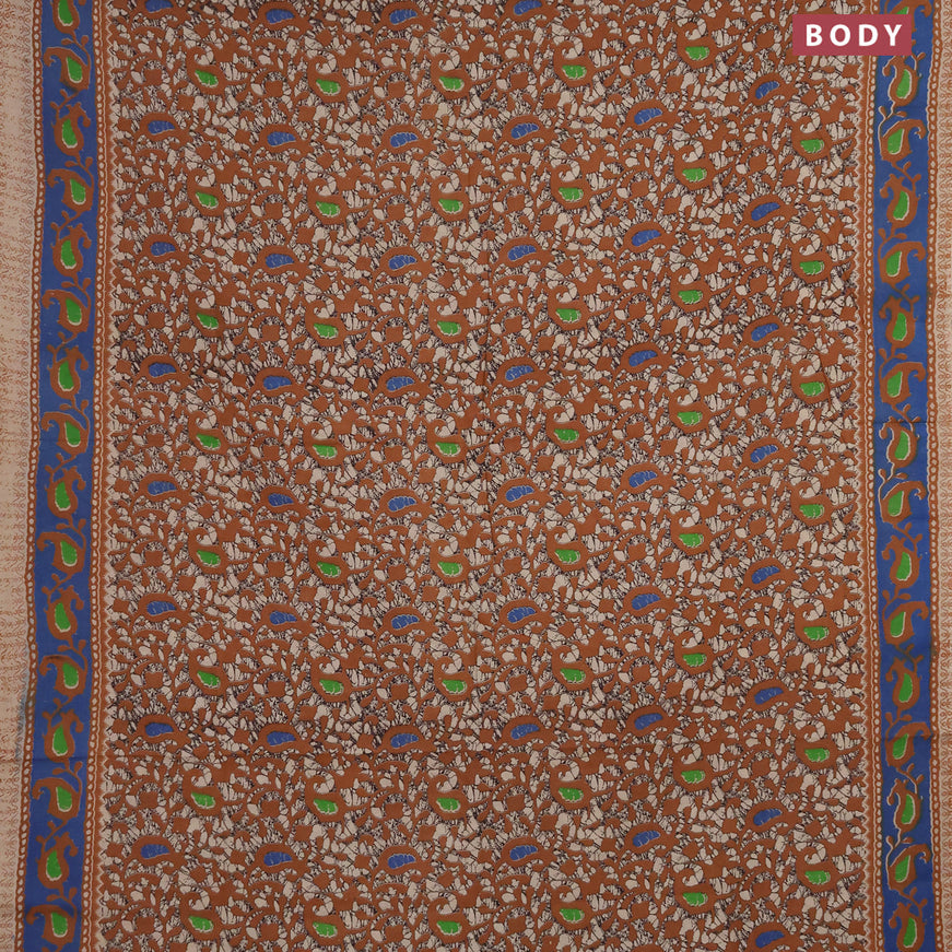 Kalamkari cotton saree rust shade with allover batik prints and printed border