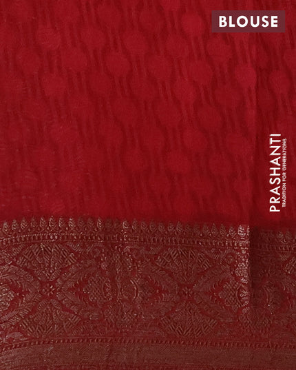 Chanderi silk cotton saree wine shade and red with allover floral prints and woven border