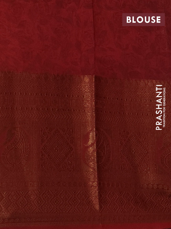 Chanderi silk cotton saree wine shade and maroon with allover prints and long banarasi style border