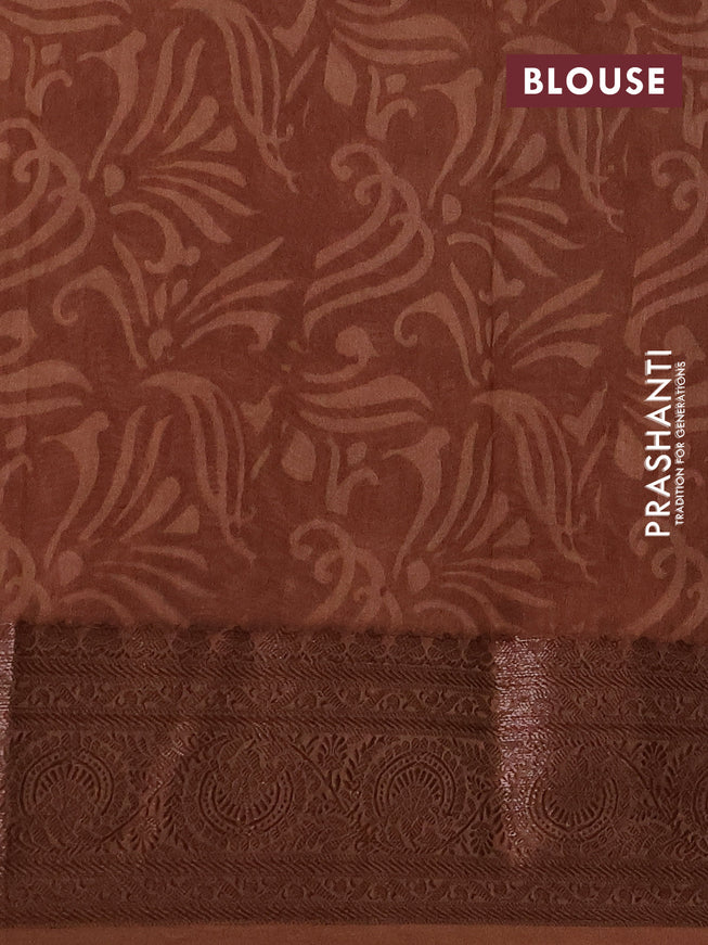 Chanderi silk cotton saree maroon and brown with allover butta prints and woven border