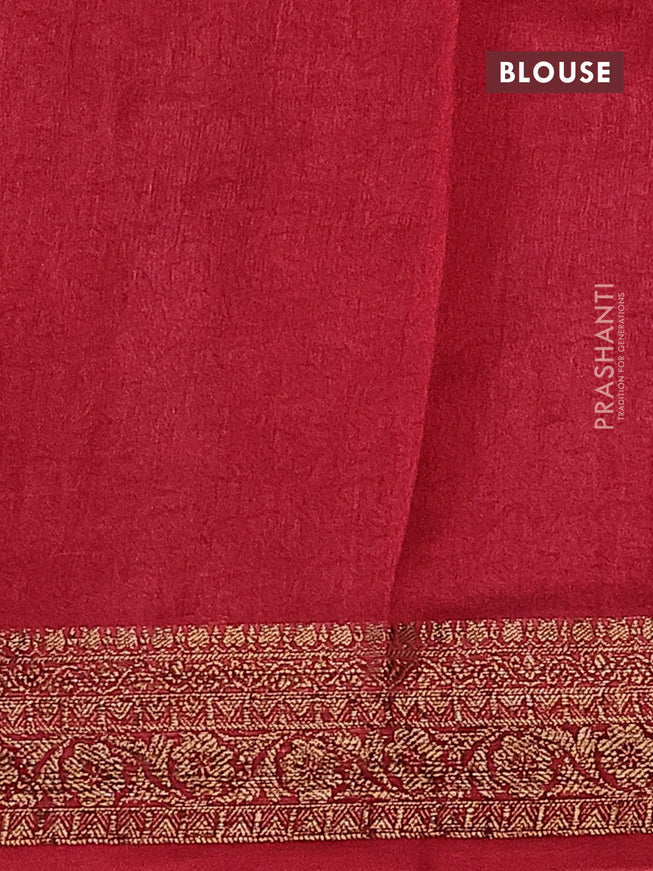 Chanderi silk cotton saree brown and red with allover prints and woven border