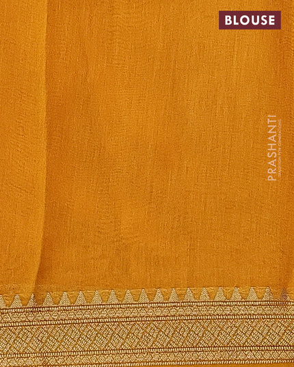 Chanderi silk cotton saree maroon and mango yellow with allover floral butta prints and woven border