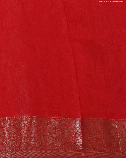 Chanderi silk cotton saree brown and red with allover floral butta prints and woven border