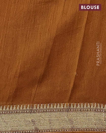 Chanderi silk cotton saree pale yellow and dark mustard with allover floral prints and zari woven border