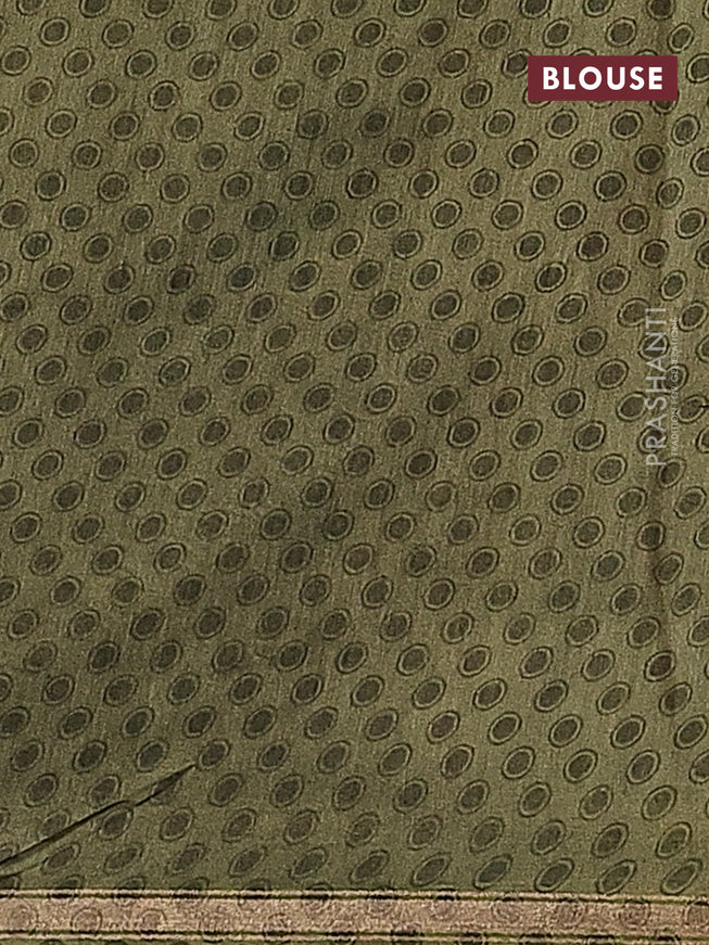 Chanderi silk cotton saree elaichi green and mehendi green with allover paisley prints and small zari woven border