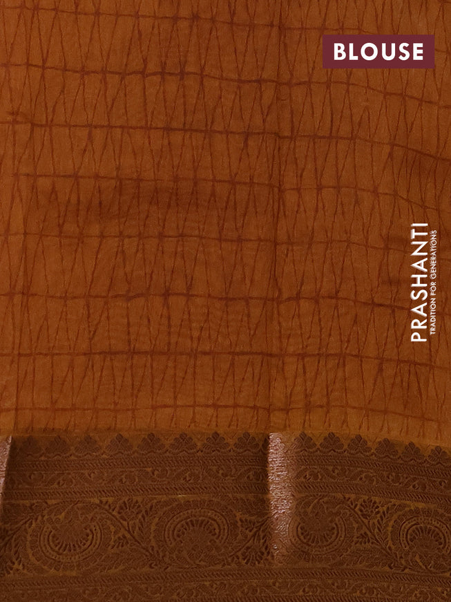 Chanderi silk cotton saree maroon and dark mustard with allover geometric prints and woven border