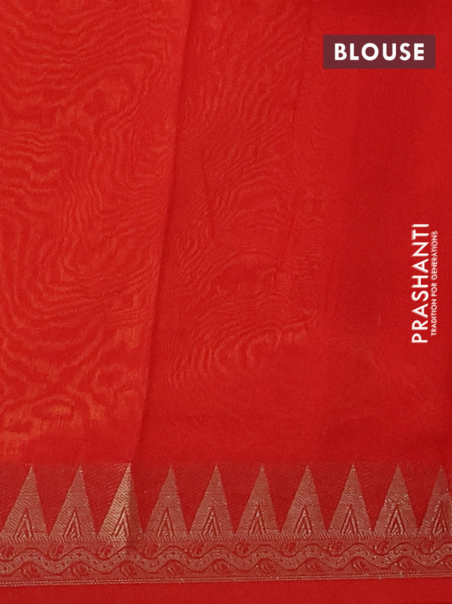 Chanderi silk cotton saree mango yellow and red with allover bandhani prints and zari woven border