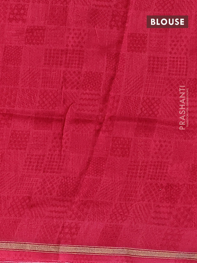 Chanderi silk cotton saree pink with allover ikat prints and small zari woven border