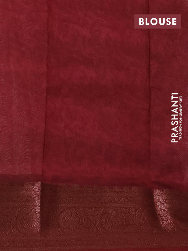 Chanderi silk cotton saree multi colour and maroon with allover prints and woven border