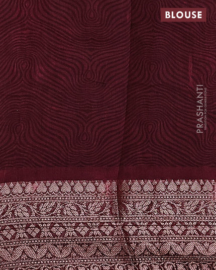 Chanderi silk cotton saree pink and maroon with allover prints and woven border