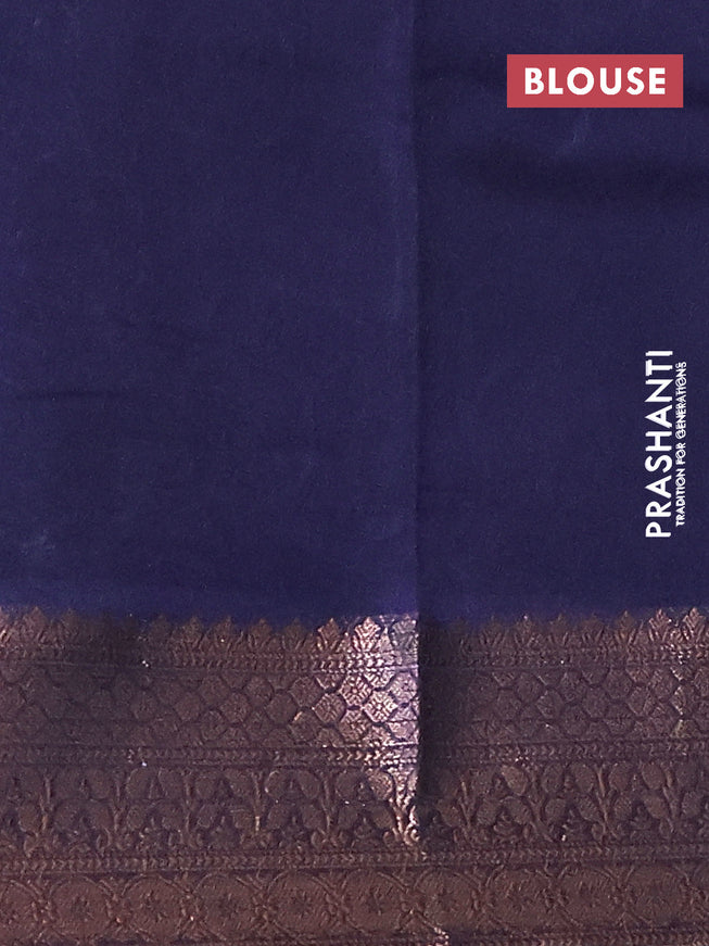 Chanderi silk cotton saree navy blue with allover prints and woven border