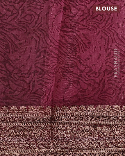 Chanderi silk cotton saree dark grey and maroon with allover paisley prints and woven border
