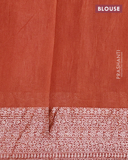Chanderi silk cotton saree brown and rustic orange with allover butta prints and woven border