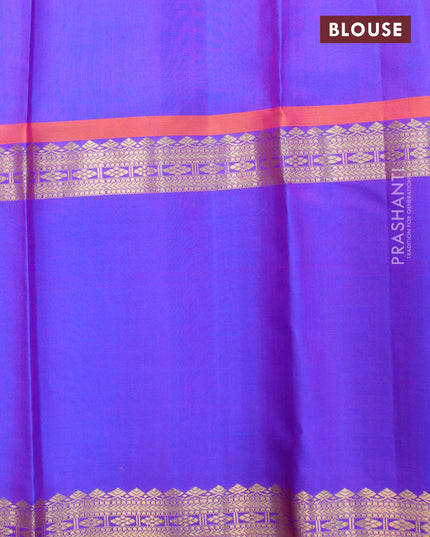 Pure soft silk saree light pink and dual shade of bluish purple with annam zari woven buttas and rettapet zari woven border