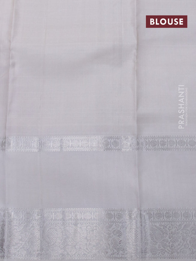 Pure soft silk saree yellow and grey shade with allover checked pattern and rettapet silver zari woven border