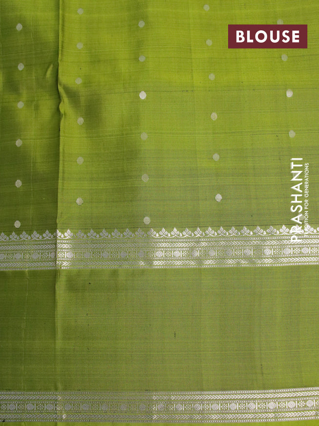 Pure soft silk saree blue and light green with silver zari woven rudhraksha zari woven buttas and rettapet silver zari woven border