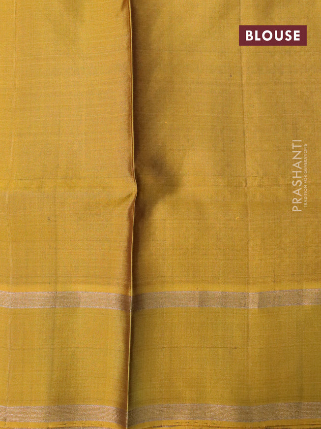 Pure soft silk saree magenta pink and mustard yellow with allover checked pattern and rettapet zari woven border