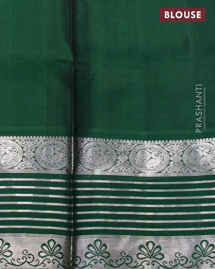 Venkatagiri silk saree maroon and green with allover silver checks & butta weaves and long rich annam silver zari woven border