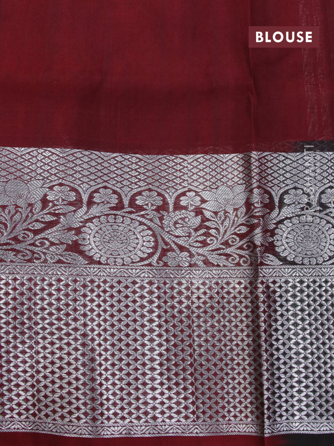Venkatagiri silk saree grey shade and maroon with allover zari weaves & buttas and long floral silver zari woven border
