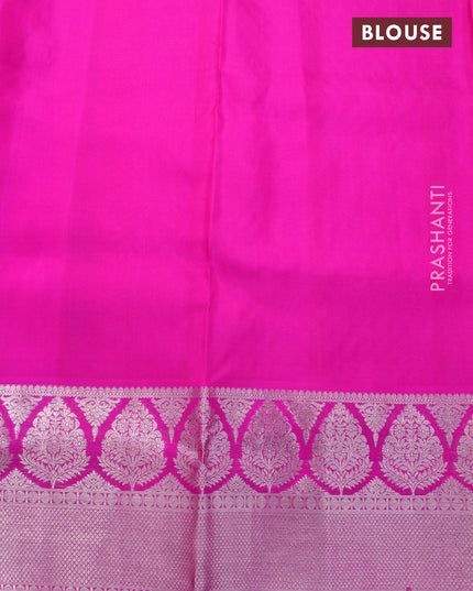 Venkatagiri silk saree peach shade and pink with silver zari woven buttas and long rich zari woven border