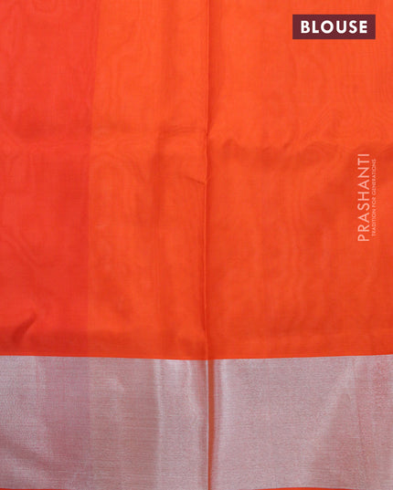 Venkatagiri silk saree orange shade and orange with floral silver zari woven buttas and silver zari woven border