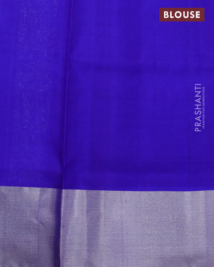 Venkatagiri silk saree light blue and blue with floral silver zari woven buttas and silver zari woven border