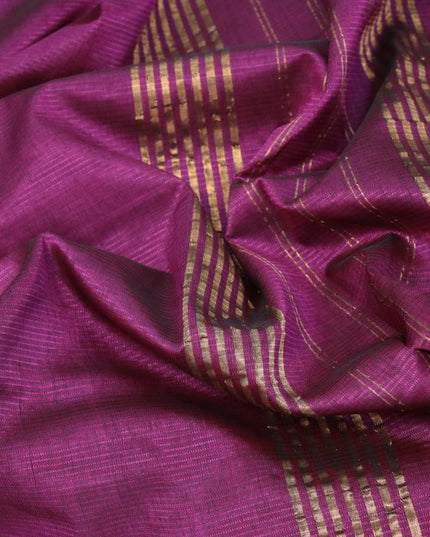 Mangalgiri silk cotton saree wine shade and beige with plain body and annam zari woven border & kalamkari hand painted blouse