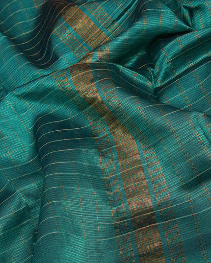 Mangalgiri silk cotton saree teal green and pastel maroon with allover zari checked pattern and zari woven border & kalamkari hand painted blouse