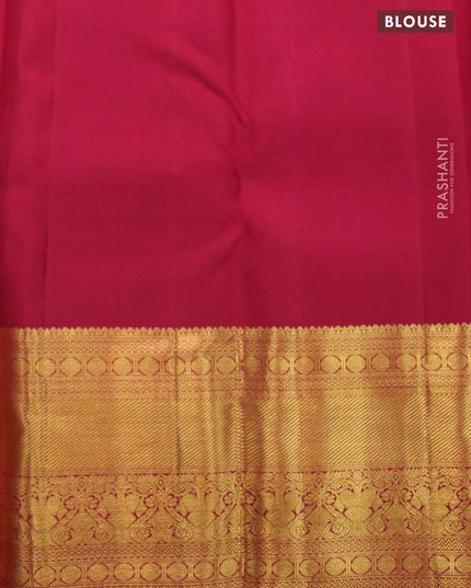 Pure kanjivaram silk saree teal blue and maroon with allover zari woven brocade weaves and long rich zari woven border