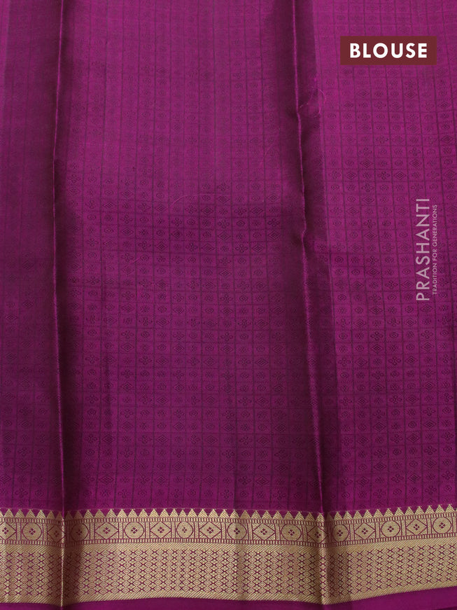 Pure kanjivaram silk saree rosy brown and magenta pink with allover self emboss and zari woven border