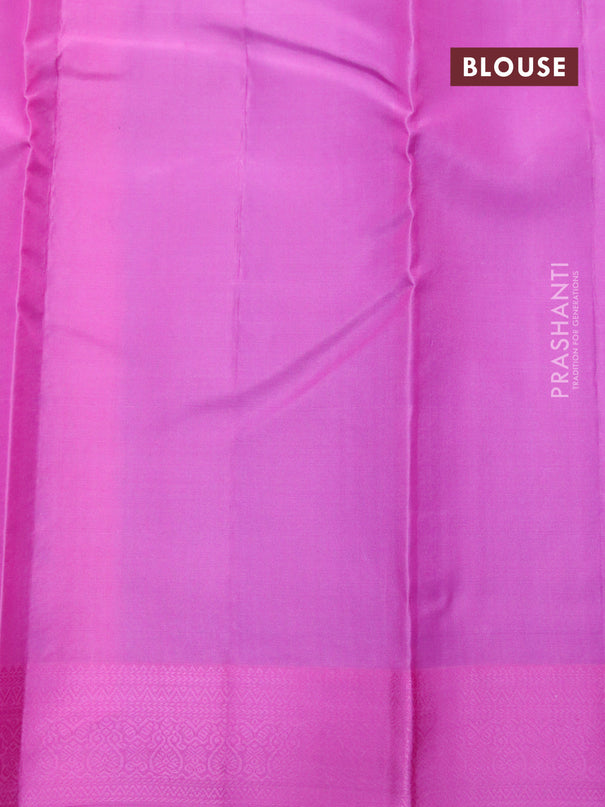 Pure kanjivaram silk saree royal blue and pink with allover thread butta weaves and thread woven border