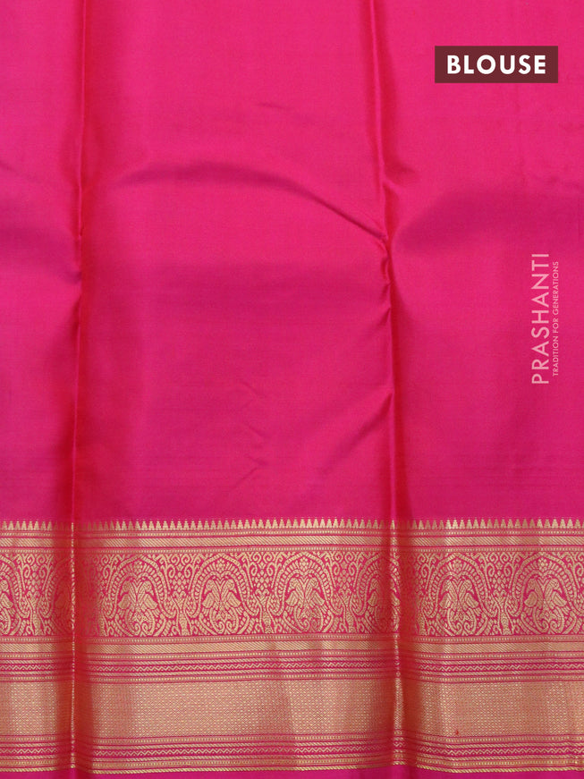 Pure kanjivaram silk saree teal green and pink with zari woven buttas and rich zari woven border