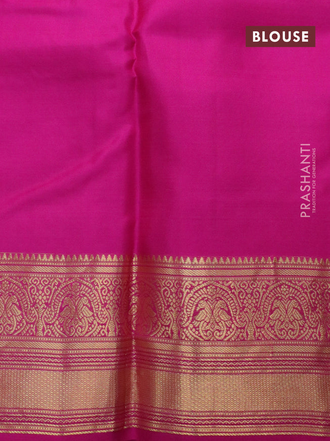 Pure kanjivaram silk saree dual shade of pink and pink with zari woven buttas and rich zari woven border