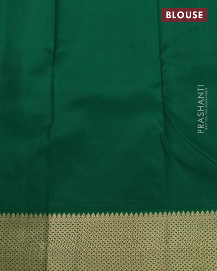 Pure kanjivaram silk saree grey shade and green with zari woven buttas and zari woven korvai border