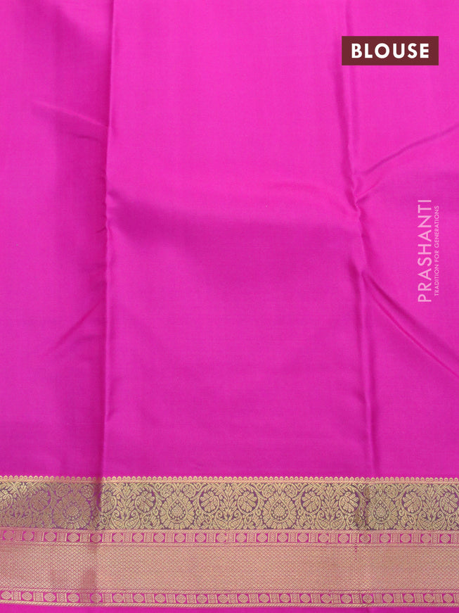 Pure kanjivaram silk saree purple and pink with zari woven buttas and zari woven border