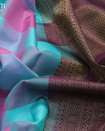 Pure kanjivaram silk saree multi colour and wine shade with allover paalum pazhamum checks and zari woven paisley butta border