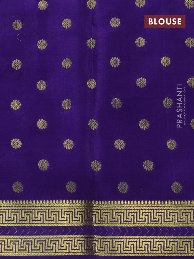 Pure mysore silk saree light pink and blue with allover zari checked pattern and zari woven border