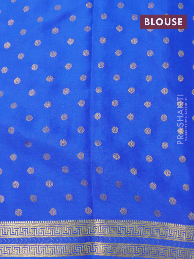 Pure mysore silk saree teal green and royal blue with allover zari checked pattern and zari woven border
