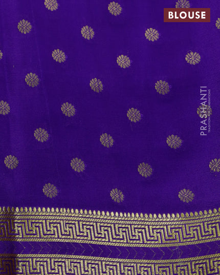 Pure mysore silk saree light pink and blue with allover zari checked pattern and zari woven border